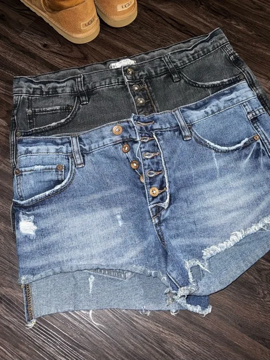 Free People High-Rise Button-Fly Jeans in Washed Gray - Picture 5 of 6